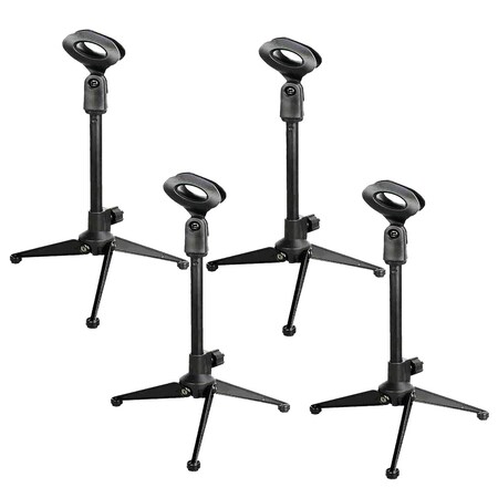 5 Core 4 Pcs Adjustable Desktop Microphone Stand Mini Tripod Tabletop Foldable Mic Clip MS MINI TRI BLK 4PCS